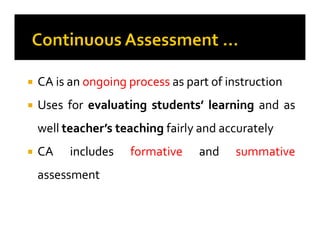 Continuous assessment and test construction | PDF