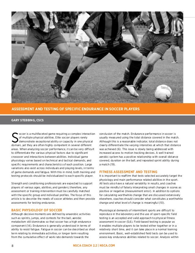 Assessment and testing of specific endurance in soccer players