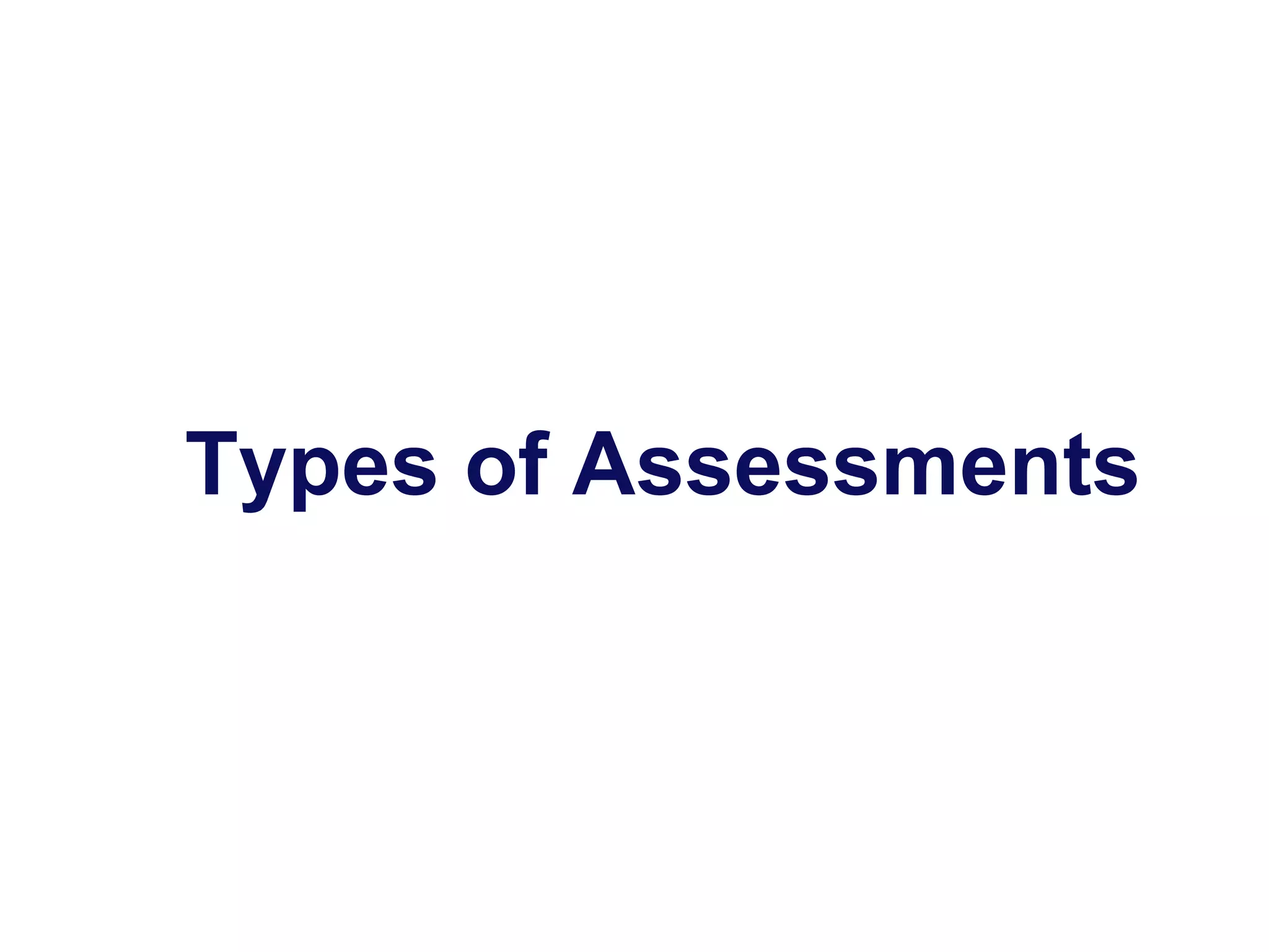 Types of Assessments 