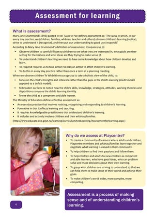 Assessment, planning and evaluation in Playcentre | PDF