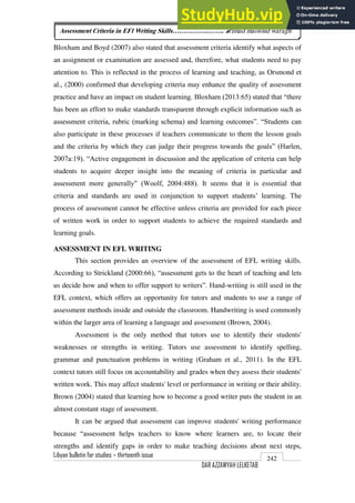 Assessment Criteria In EFL Writing Skills | PDF