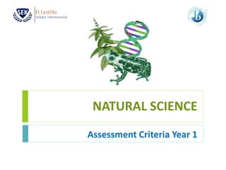 NATURAL SCIENCE 
Assessment Criteria Year 1 
 