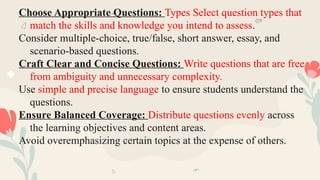 Multiple Choice Questions Assessment Methods assessment and evaluation methods and strategies | PPTX