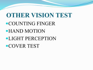 Hand Perception Test ASSESSMENT OF EYE | PPTX
