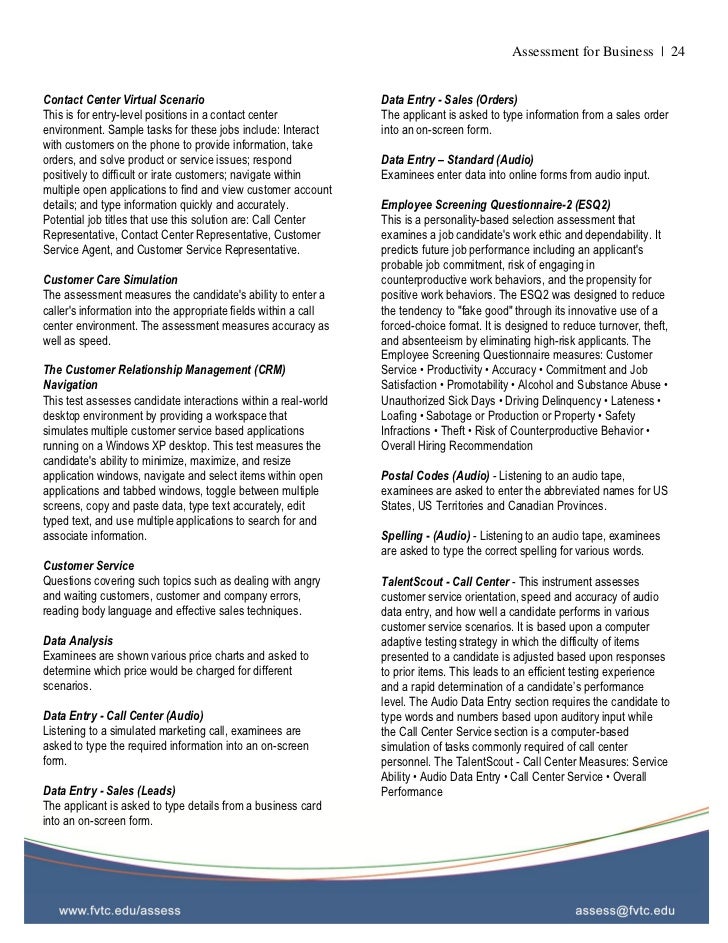 customer service skills test questions