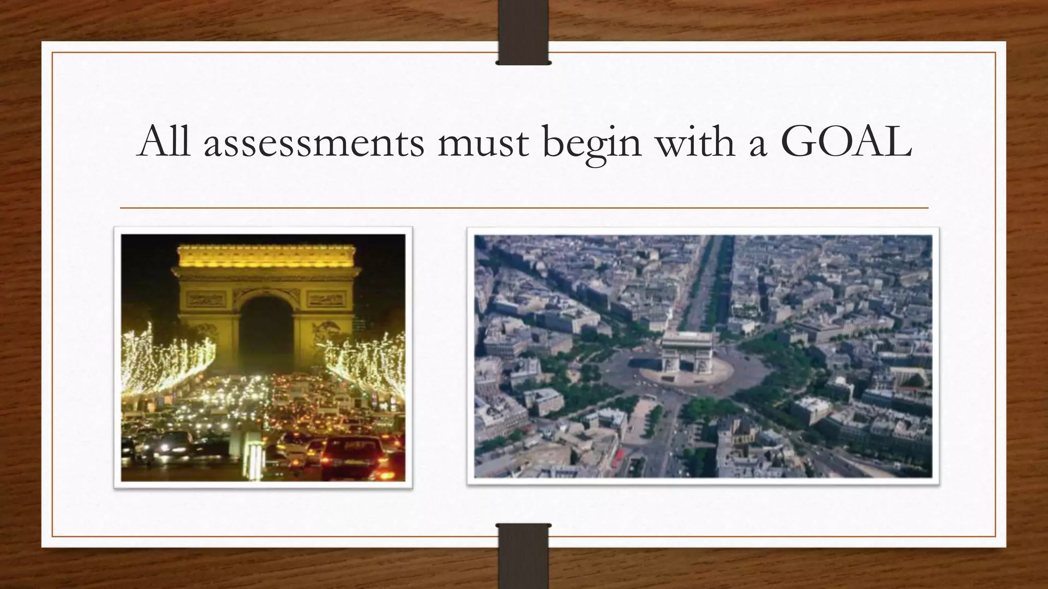 All assessments must begin with a GOAL
 