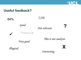 Useful feedback? Good This is not analysis Illogical. Interesting Not relevant ? X    Very good 64% 7/10 
