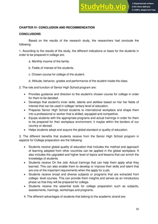 ASSESSMENT FOR THE PREPAREDNESS OF SENIOR HIGH SCHOOL STUDENTS UNDER ...