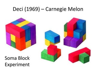 Deci (1969) – Carnegie Melon 
Soma Block 
Experiment 
 