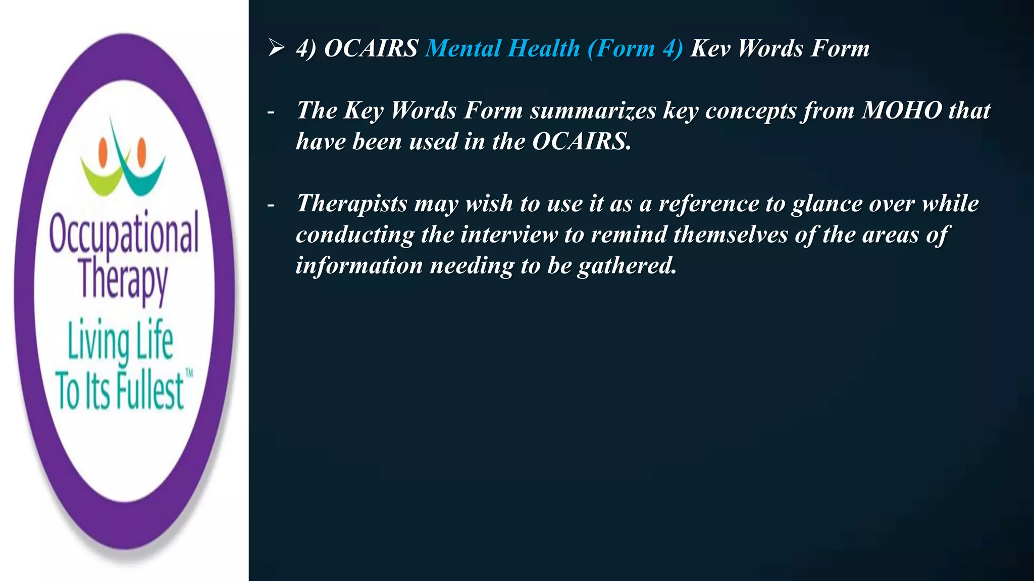 Occupational Therapy Assessment Interview and Rating Scale Mental ...