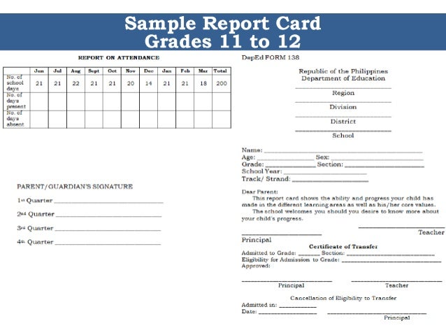 Deped Form 138 For Senior High School Template