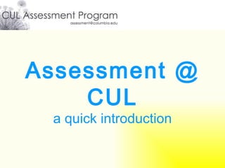 Assessment @ CUL a quick introduction 