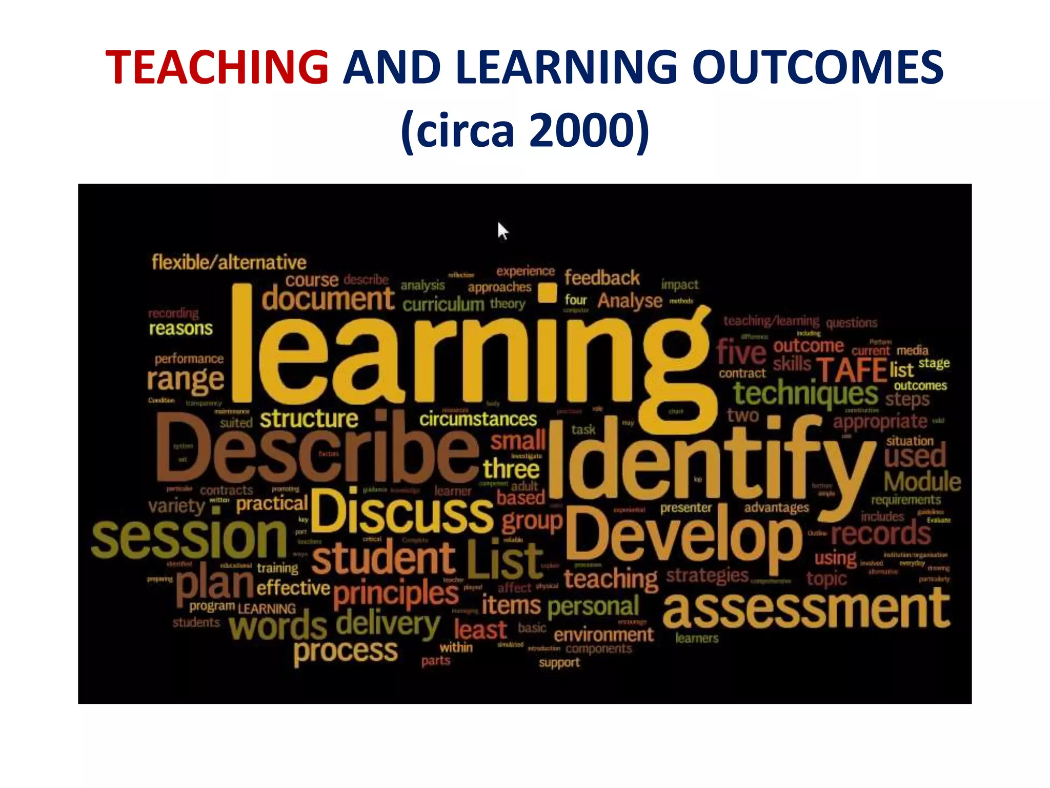 TEACHING AND LEARNING OUTCOMES 
(circa 2000) 
 