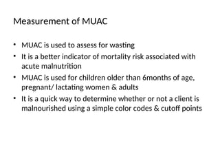 Muac Guidelines Comprehensive Assessment and Classification of Acute Malnutrition Using ...