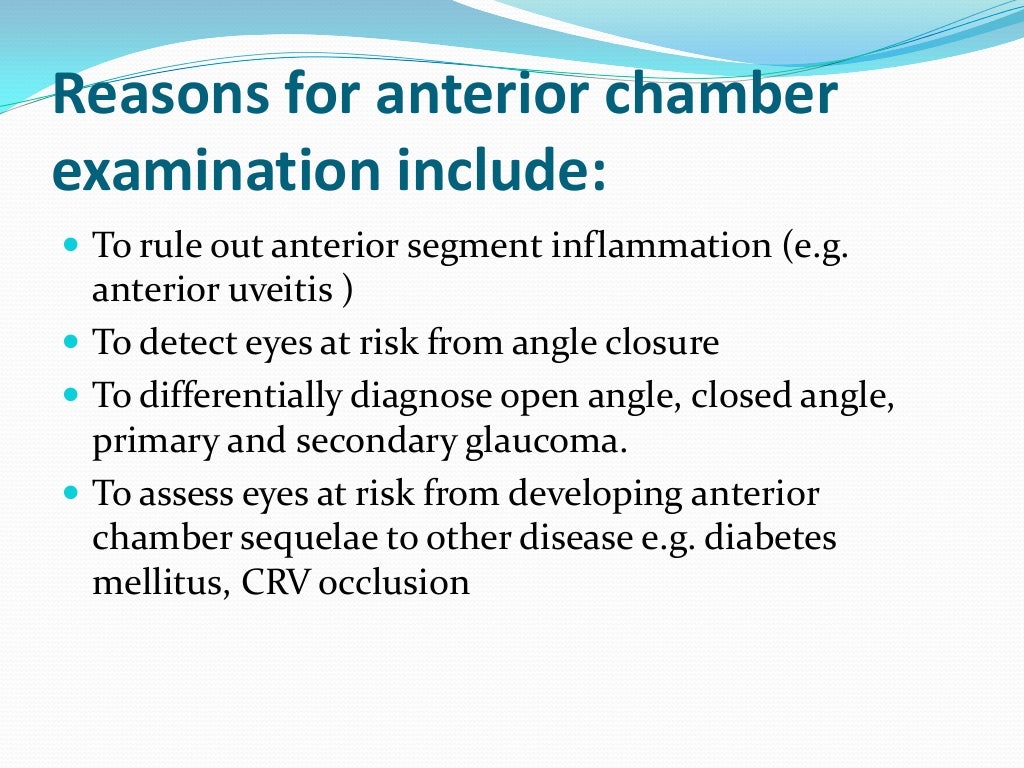 Assessment of anterior chamber