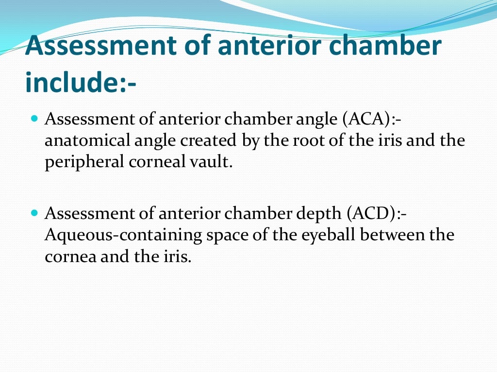 Assessment of anterior chamber