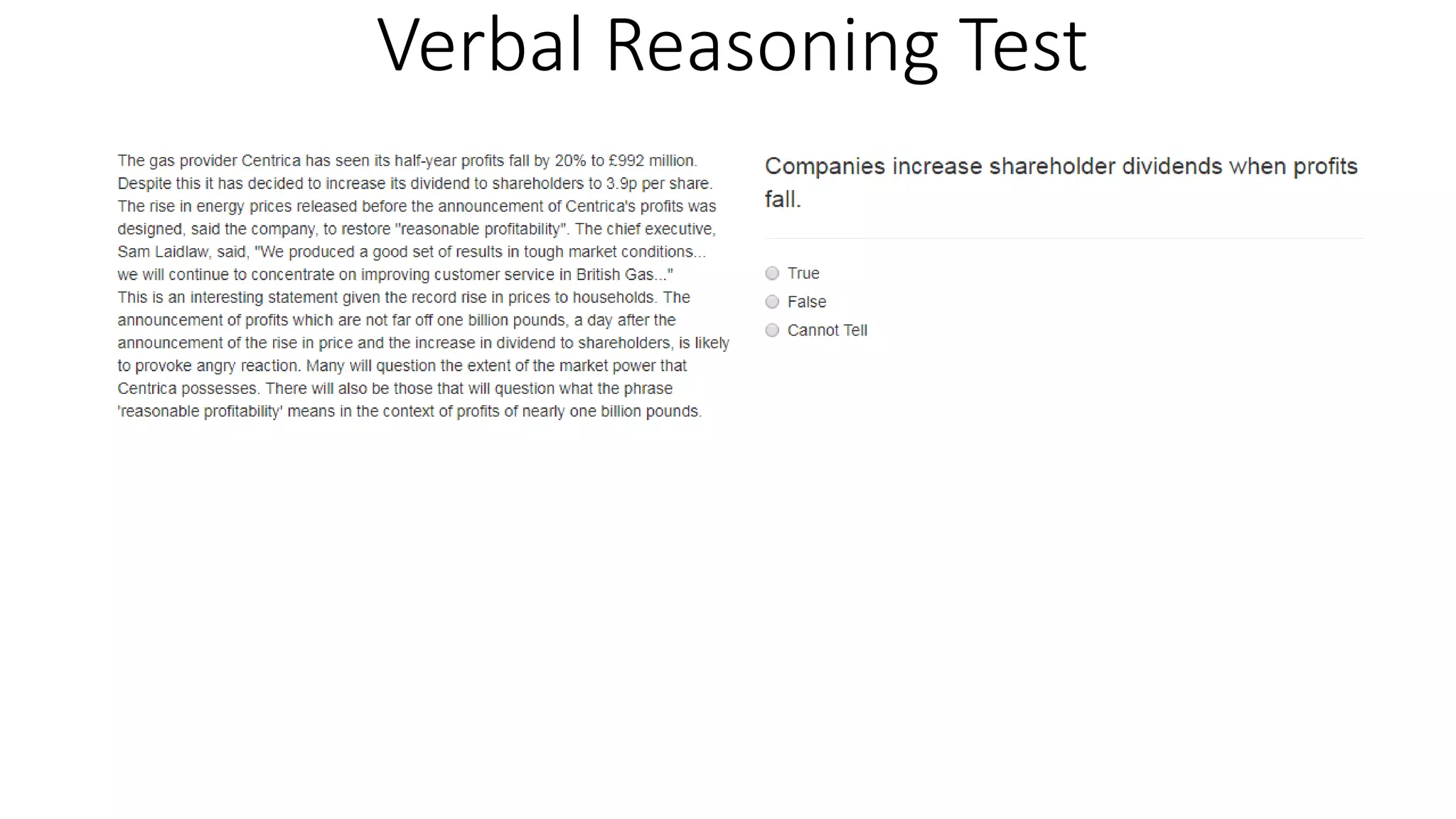 Verbal Reasoning Test
 