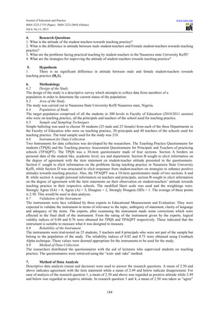 Assessment of attitude of education students towards teaching practice ...