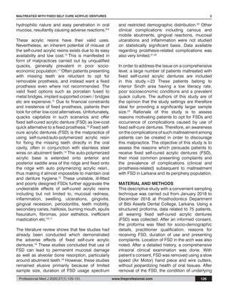 Assessment of Complications in Patients Maltreated with Fixed Self Cure ...