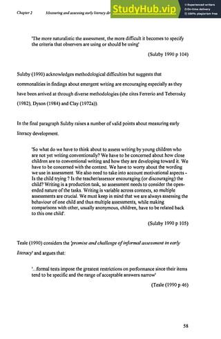 Assessment Of Early Literacy Development | PDF
