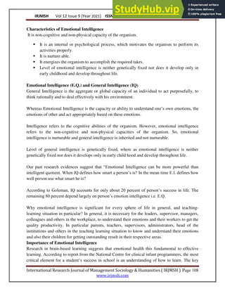 Assessment Of Emotional Intelligence Of School Students | PDF