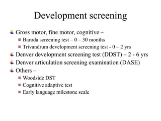 Development Test Baby Assessment of Growth and Development in Infants and Children | PPTX