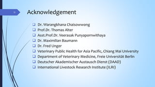 Assessment of hygienic practices among pig slaughterhouses and markets in Chiang Mai Province, Thailand