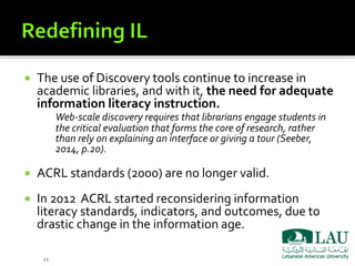 Assessment of Information Literacy in Academic Libraries: LAU Libraries ...