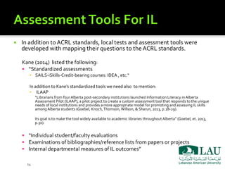Assessment of Information Literacy in Academic Libraries: LAU Libraries ...