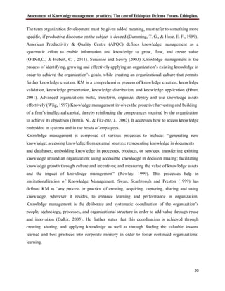 Assessment of knowledge management practices the case of ethiopian ...