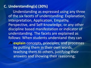 Knowing Understanding Explaining Assessment of learning | PPTX