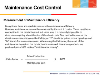 Assessment of maintenance management system | PPTX