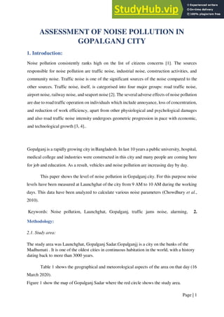 ASSESSMENT OF NOISE POLLUTION IN GOPALGANJ CITY | PDF