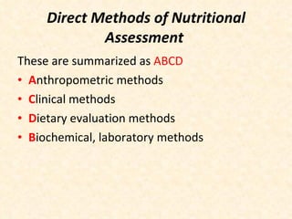 Assessment Of Nutritional Status | PPT