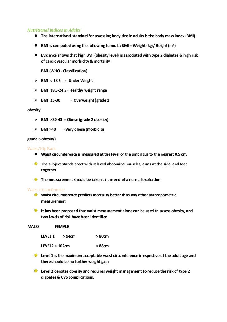 Assessment of nutritional status