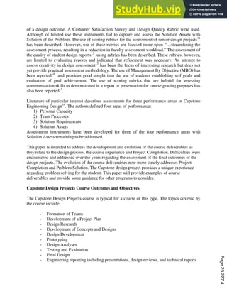 Assessment Of Project Completion For Capstone Design Projects | PDF