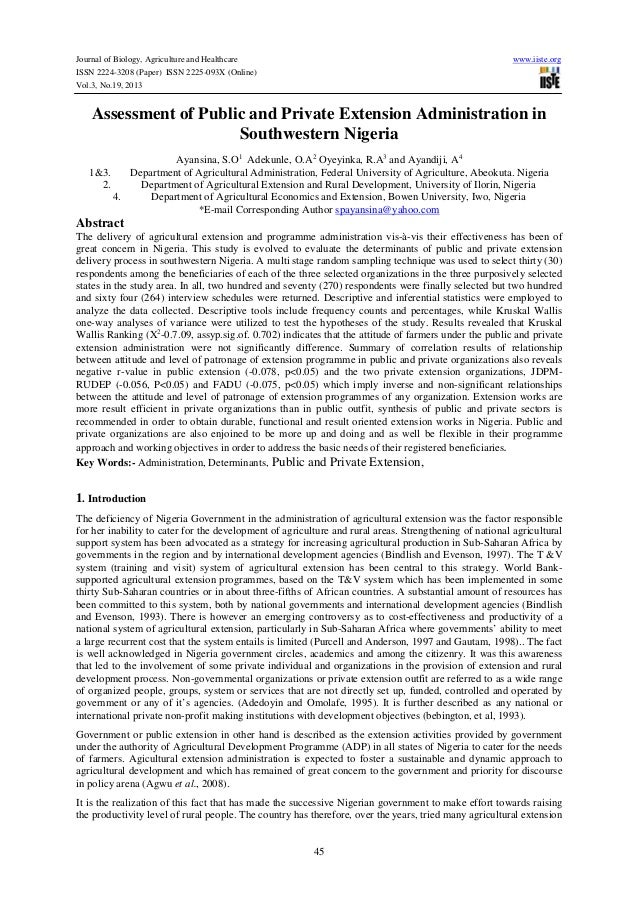 Assessment of public and private extension administration in southwes…