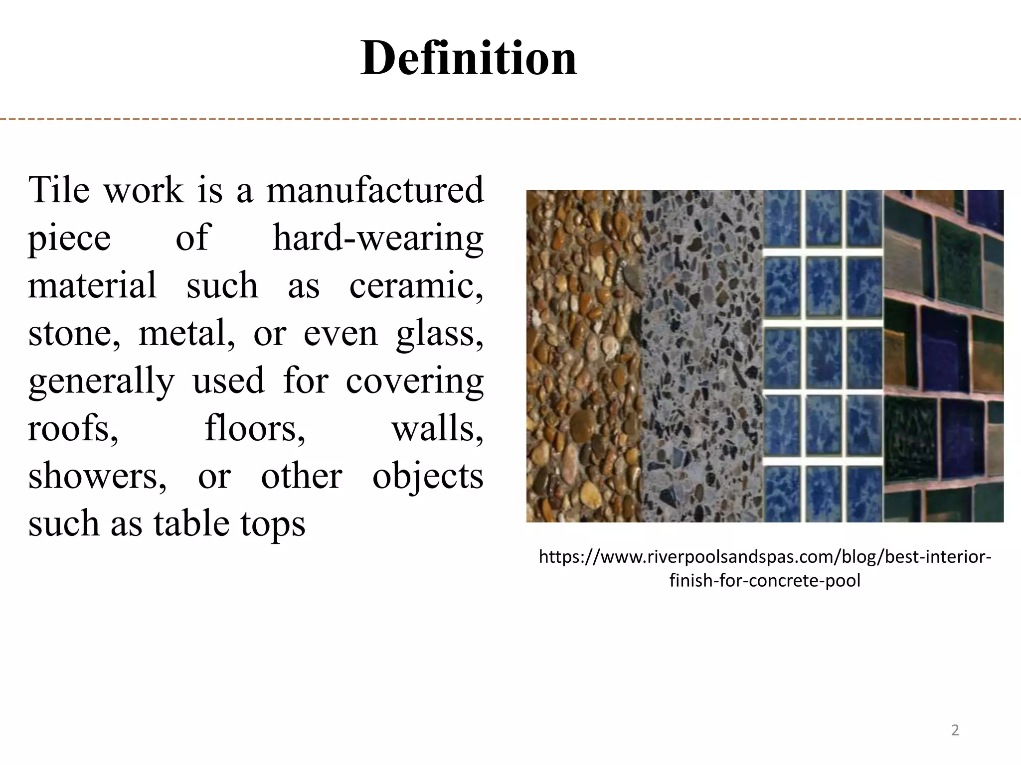 Assessment Of Quality Of Tiles Works & Washed Stone Grit Plaster Works ...
