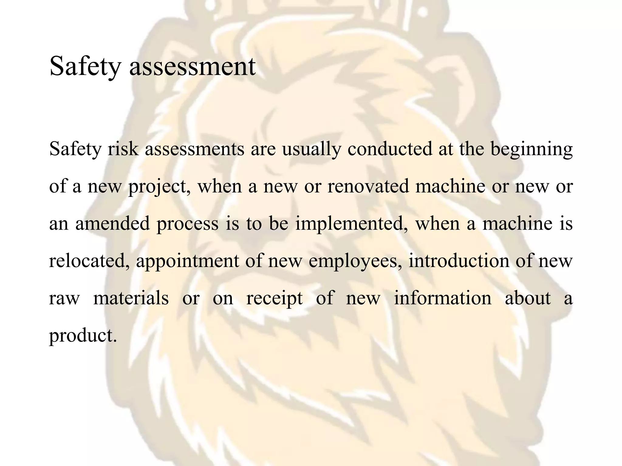 Assessment of safety and risk | PPT