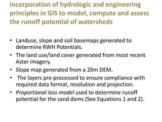 Assessment of sand dam potential for ephemeral rivers | PPTX