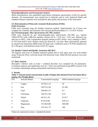 Assessment of Selected Metals and Polycyclic Aromatic Hydrocarbons in ...