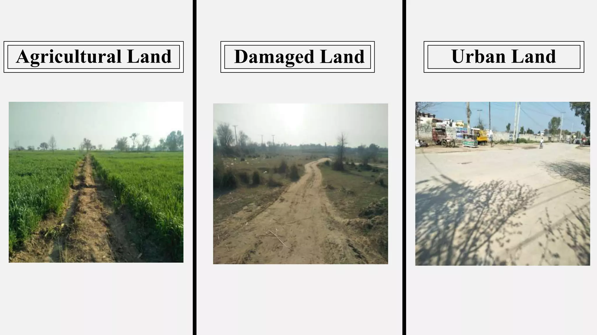 Agricultural Land Damaged Land Urban Land
 