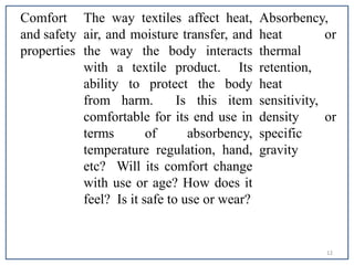 Assessment of textile and apparel product attributes