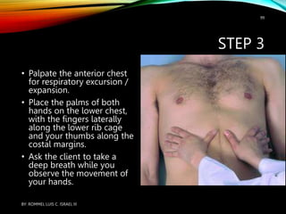 Rib Excursion Test NURSING ASSESSMENT OF THE THORAX AND LUNGS.ppt