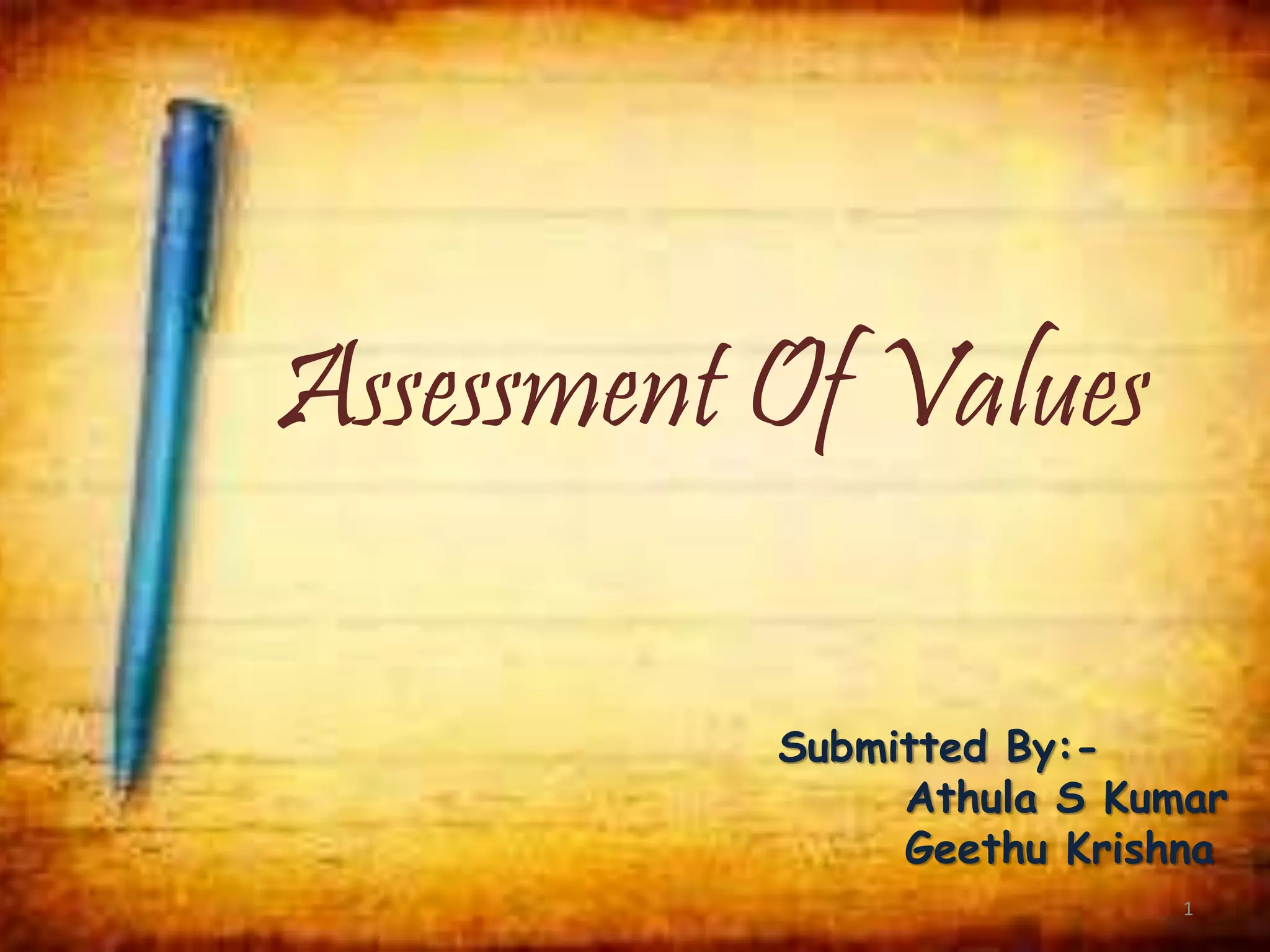 Assessment of values ppt | PPTX