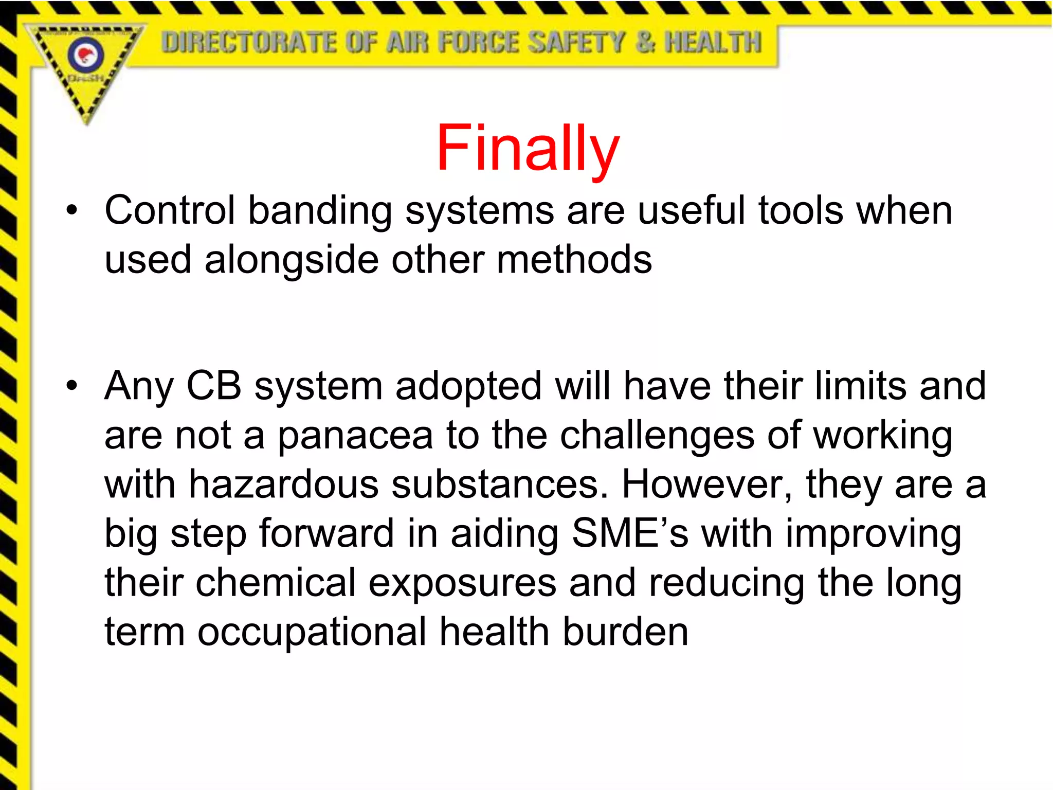 Assessment of various control band systems | PPT