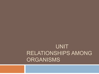 UNIT
RELATIONSHIPS AMONG
ORGANISMS
 