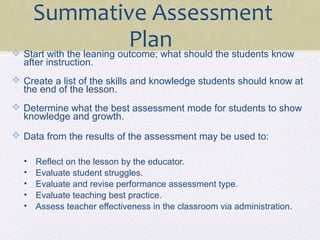 Assessment Task Example In Lesson Plan Assessment plan | PPT