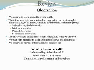 ReviewObservationWe observe to learn about the whole child.