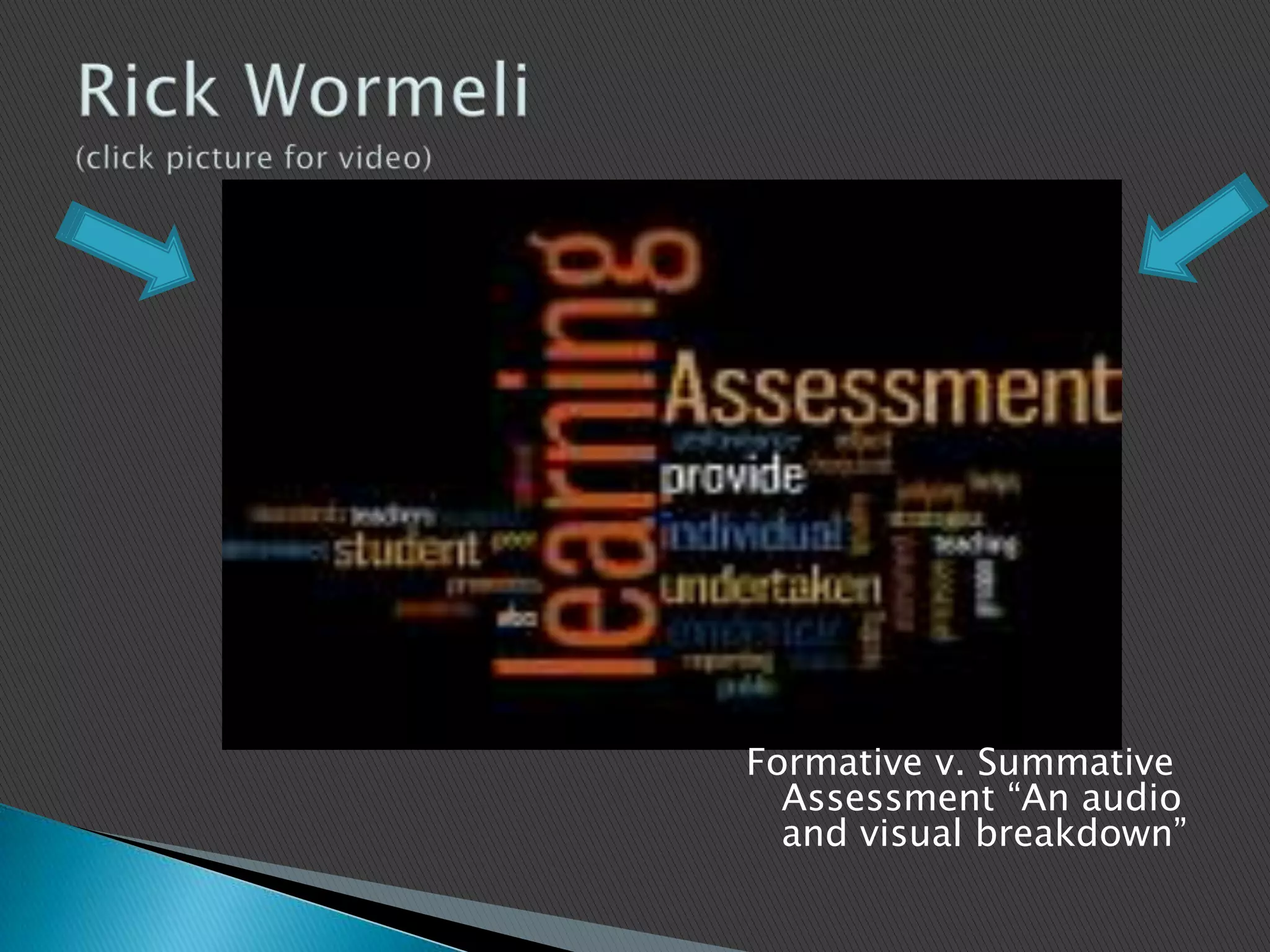 Rick Wormeli(click picture for video)Formative v. Summative Assessment “An audio and visual breakdown”